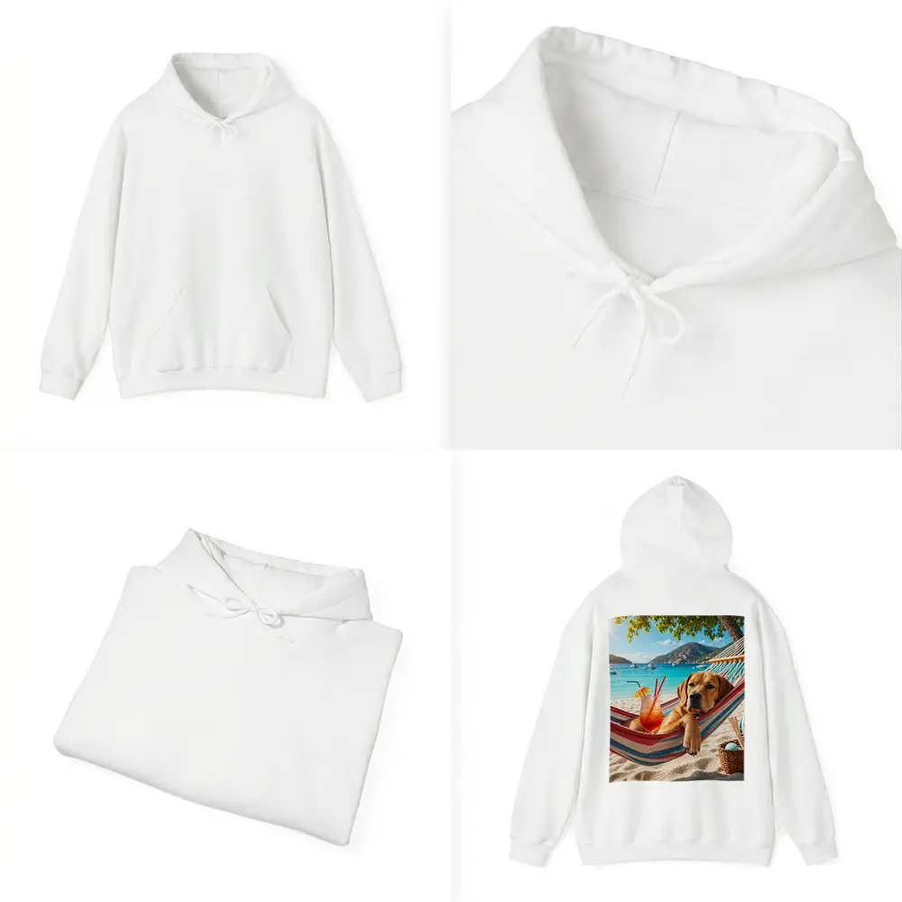 Labrador Relaxing in Beach Hammock with Cocktail – Hoodies