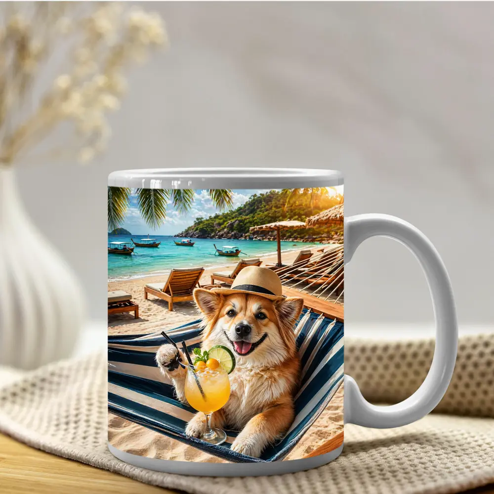 Corgi Dog Relaxing Beach Hammock Cocktail – Mugs