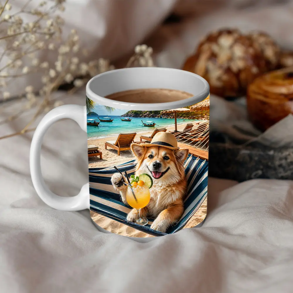 Corgi Dog Relaxing Beach Hammock Cocktail – Mugs