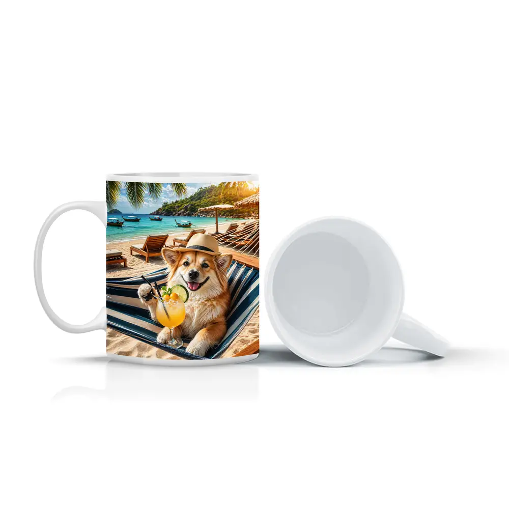 Corgi Dog Relaxing Beach Hammock Cocktail – Mugs