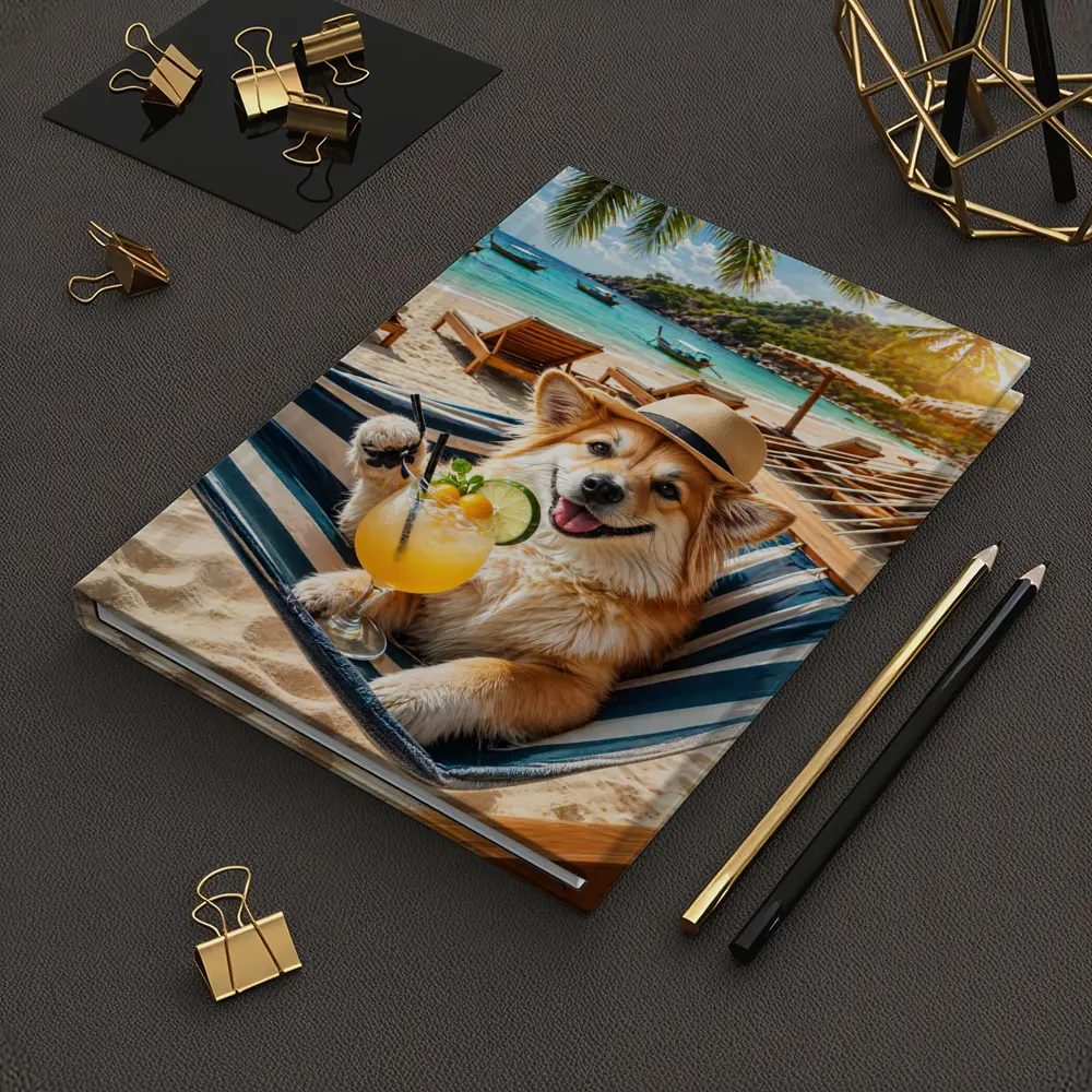 Corgi Dog Relaxing Beach Hammock Cocktail – Notebooks