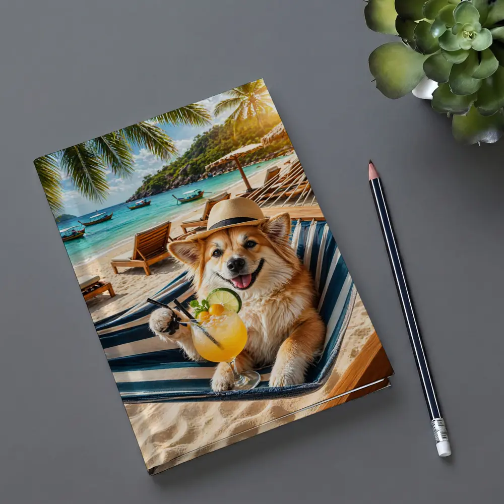 Corgi Dog Relaxing Beach Hammock Cocktail – Notebooks