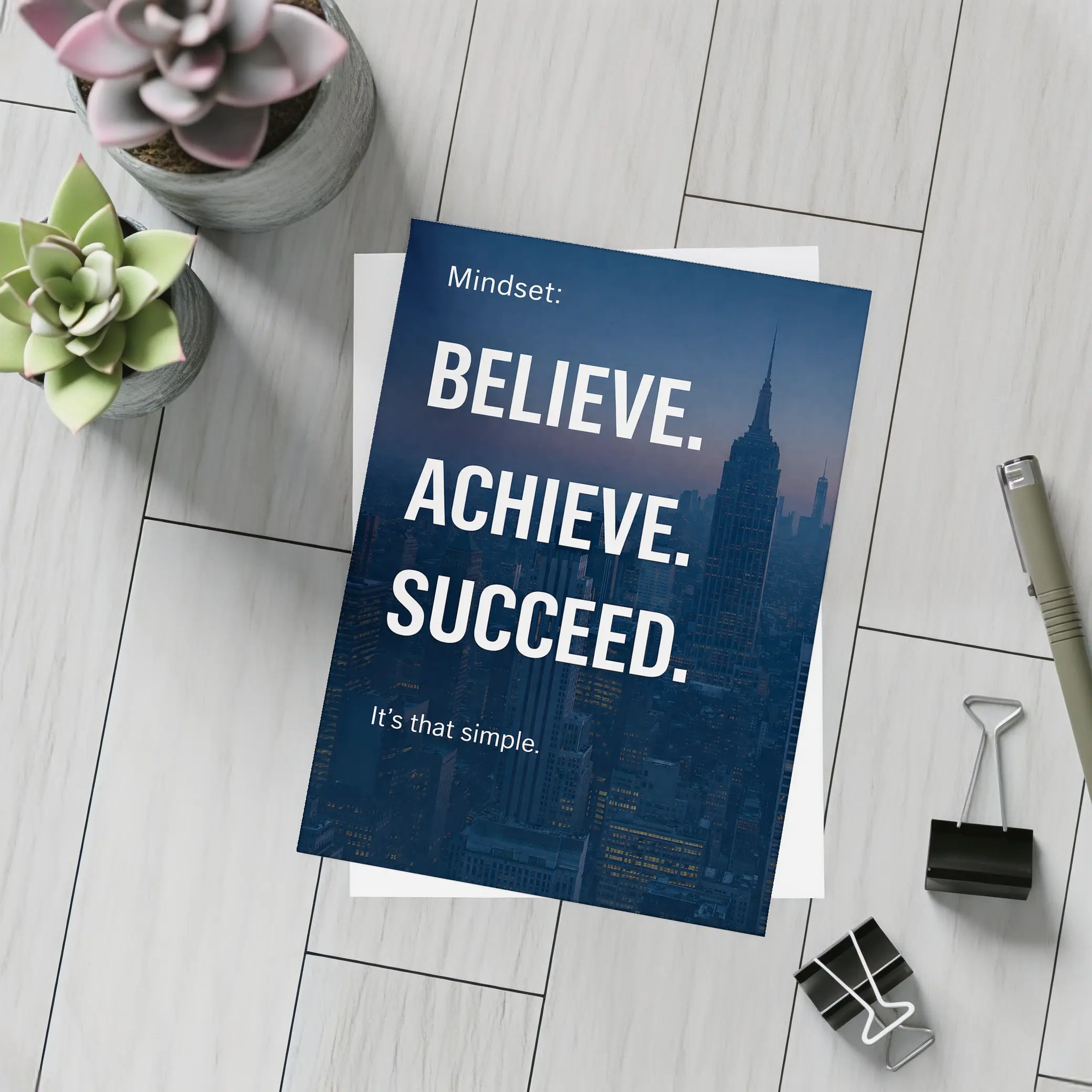 Believe Achieve Succeed Mindset City Night – Postcards