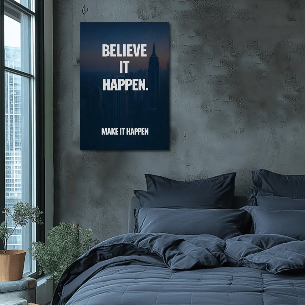 Believe It Make It Happen City Quote – Wall Art