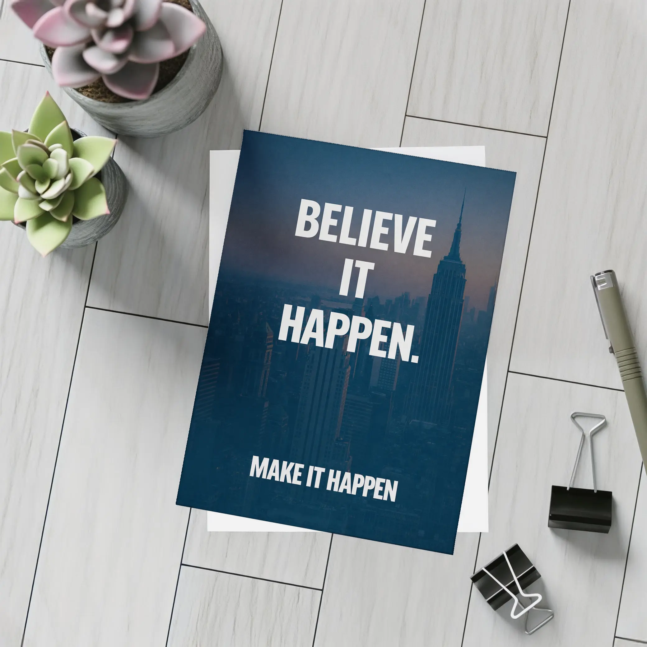 Believe It Make It Happen City Quote – Postcards
