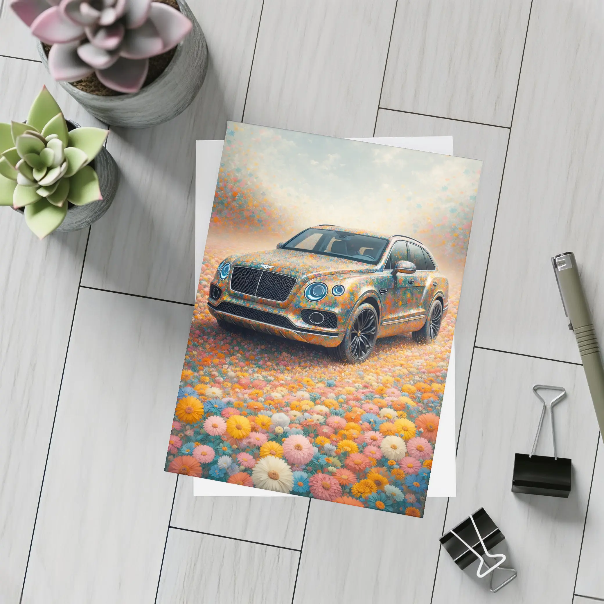 Bentley Bentayga Floral Impressionism Art Print – Postcards