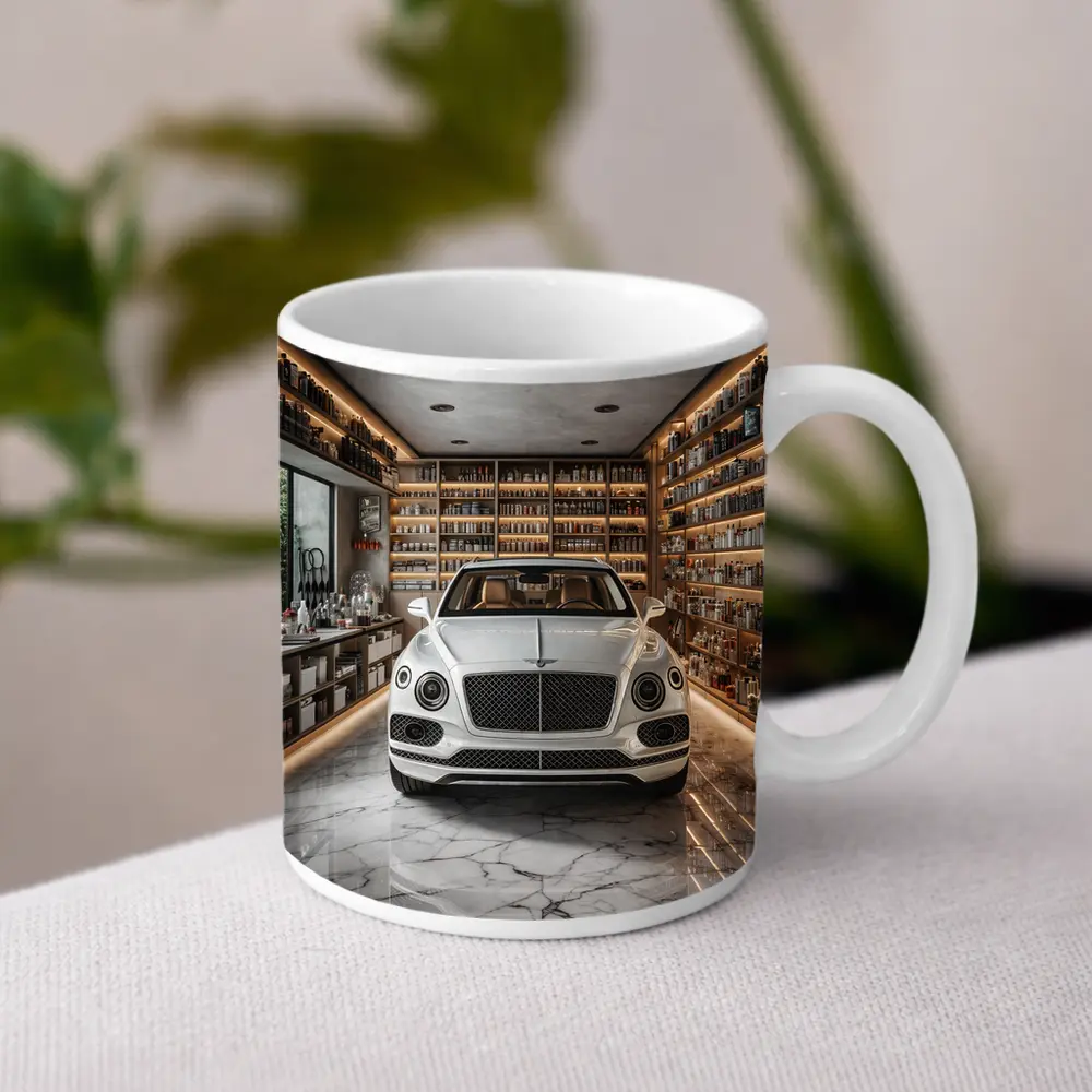 Bentley Bentayga White Luxury Showroom Interior – Mugs