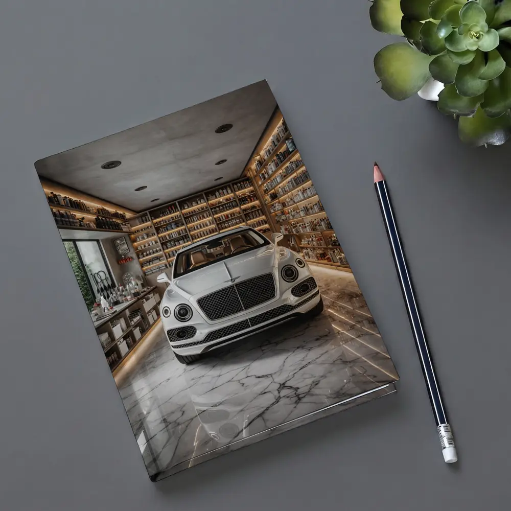 Bentley Bentayga White Luxury Showroom Interior – Notebooks