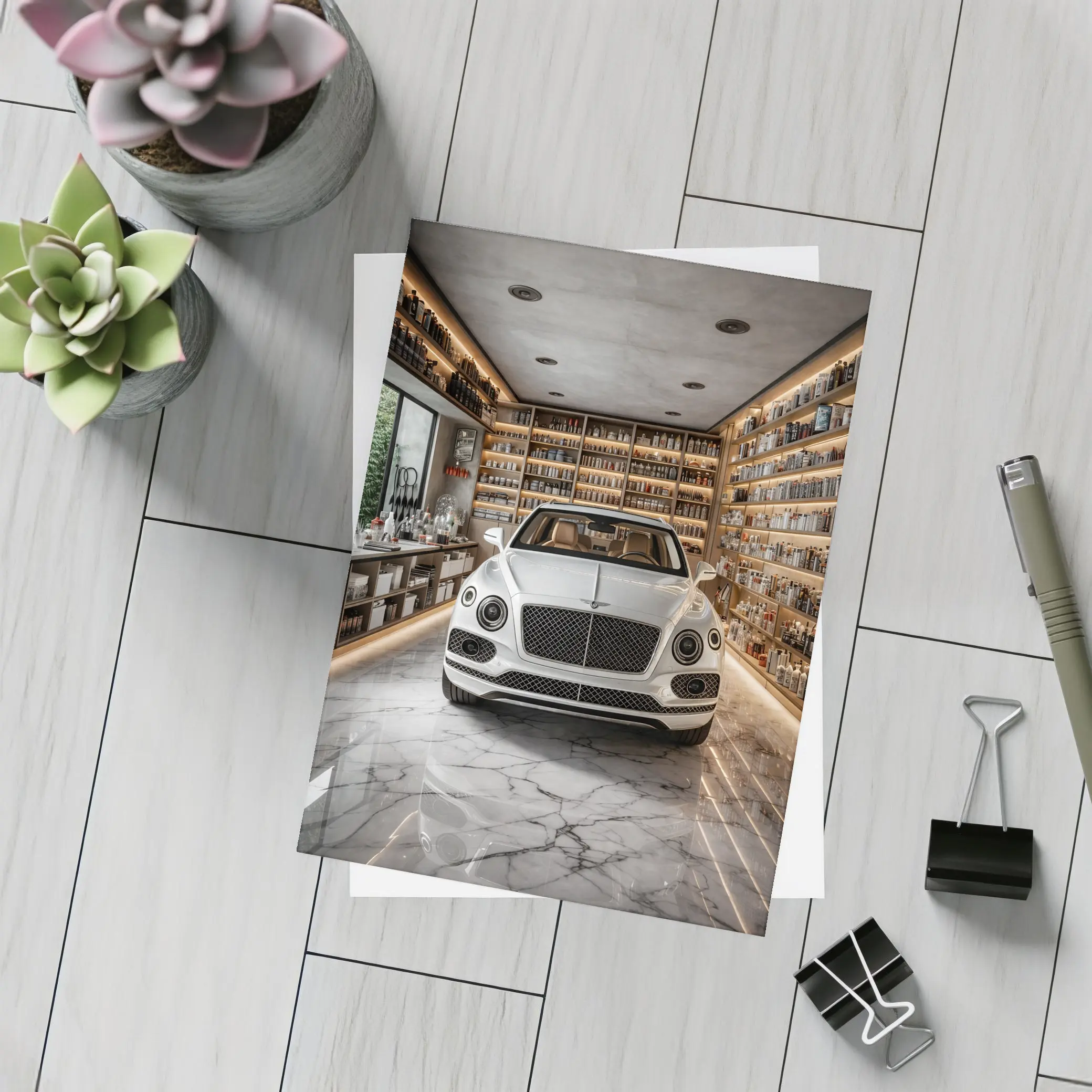 Bentley Bentayga White Luxury Showroom Interior – Postcards