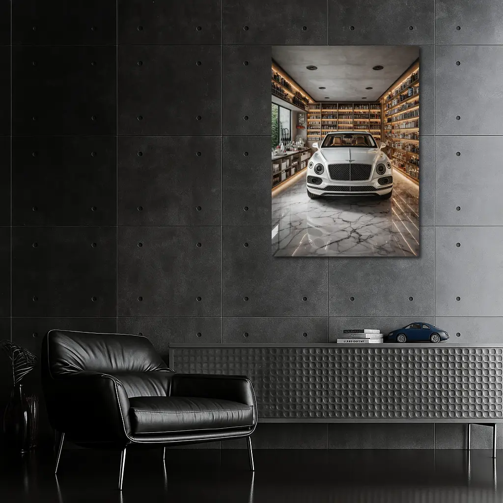 Bentley Bentayga White Luxury Showroom Interior – Wall Art