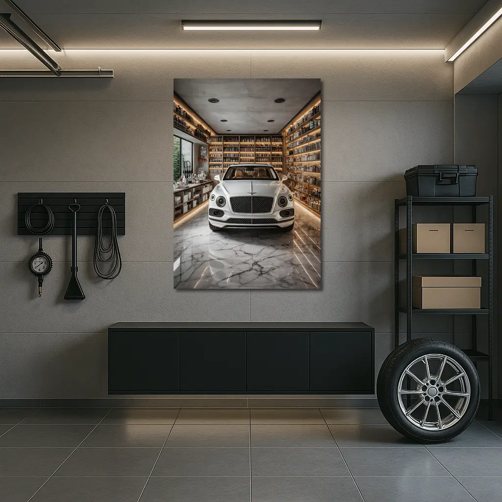 Bentley Bentayga White Luxury Showroom Interior – Wall Art