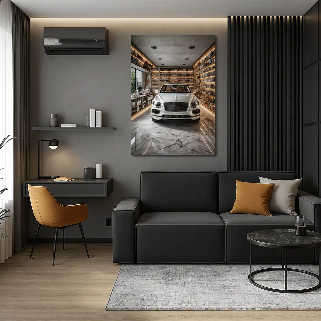 Bentley Bentayga White Luxury Showroom Interior – Wall Art