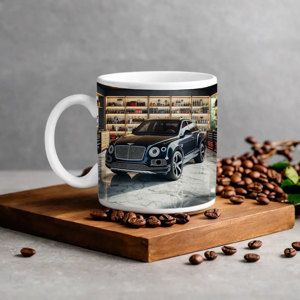 Bentley Bentayga Parked Inside Luxury Garage – Mugs