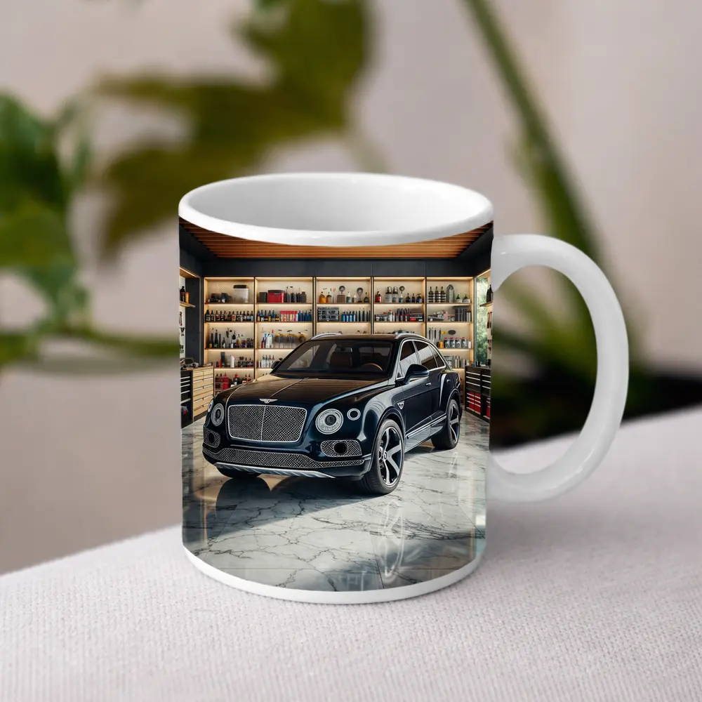 Bentley Bentayga Parked Inside Luxury Garage – Mugs