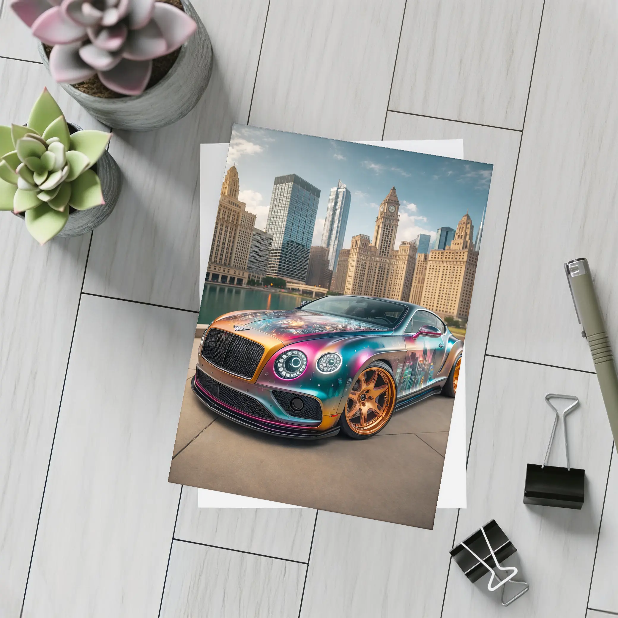 Bentley Continental GT Custom Wrap City Skyline – Postcards