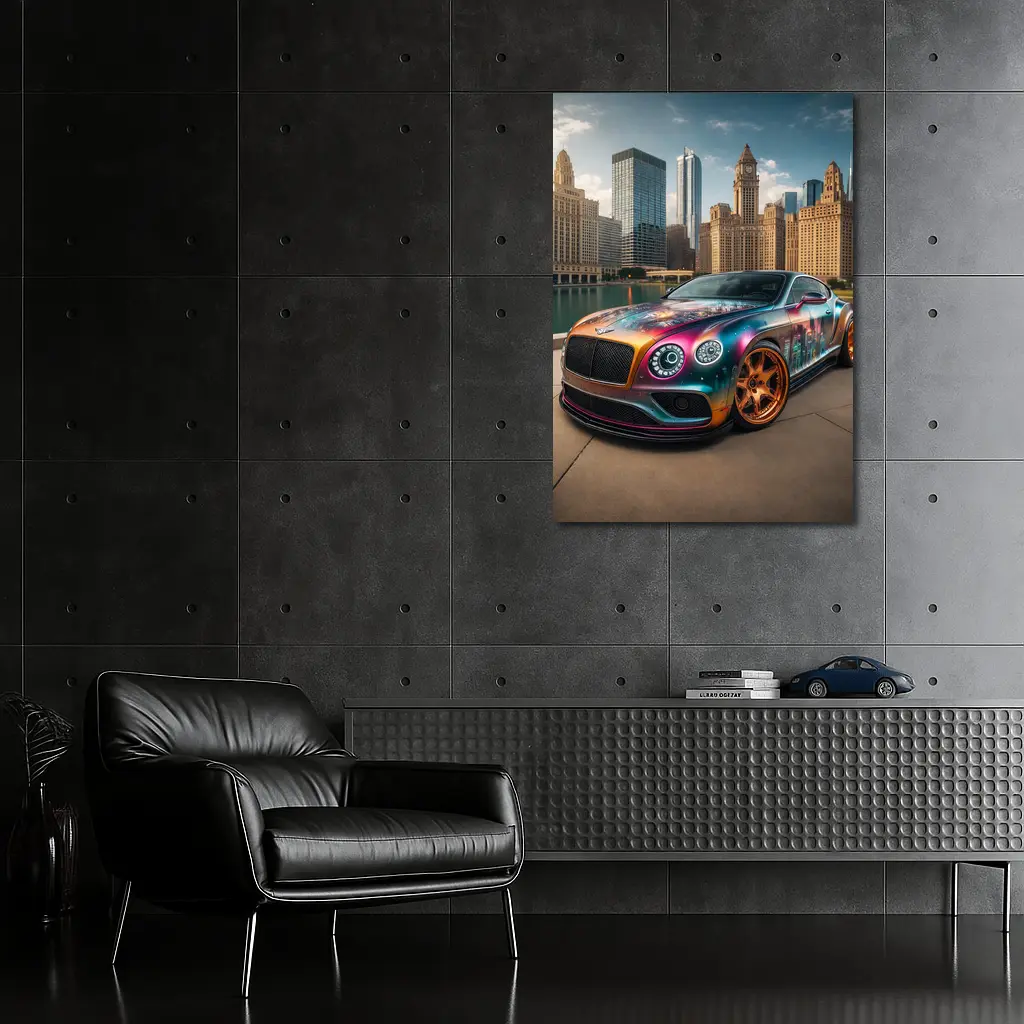 Bentley Continental GT Custom Wrap City Skyline – Wall Art