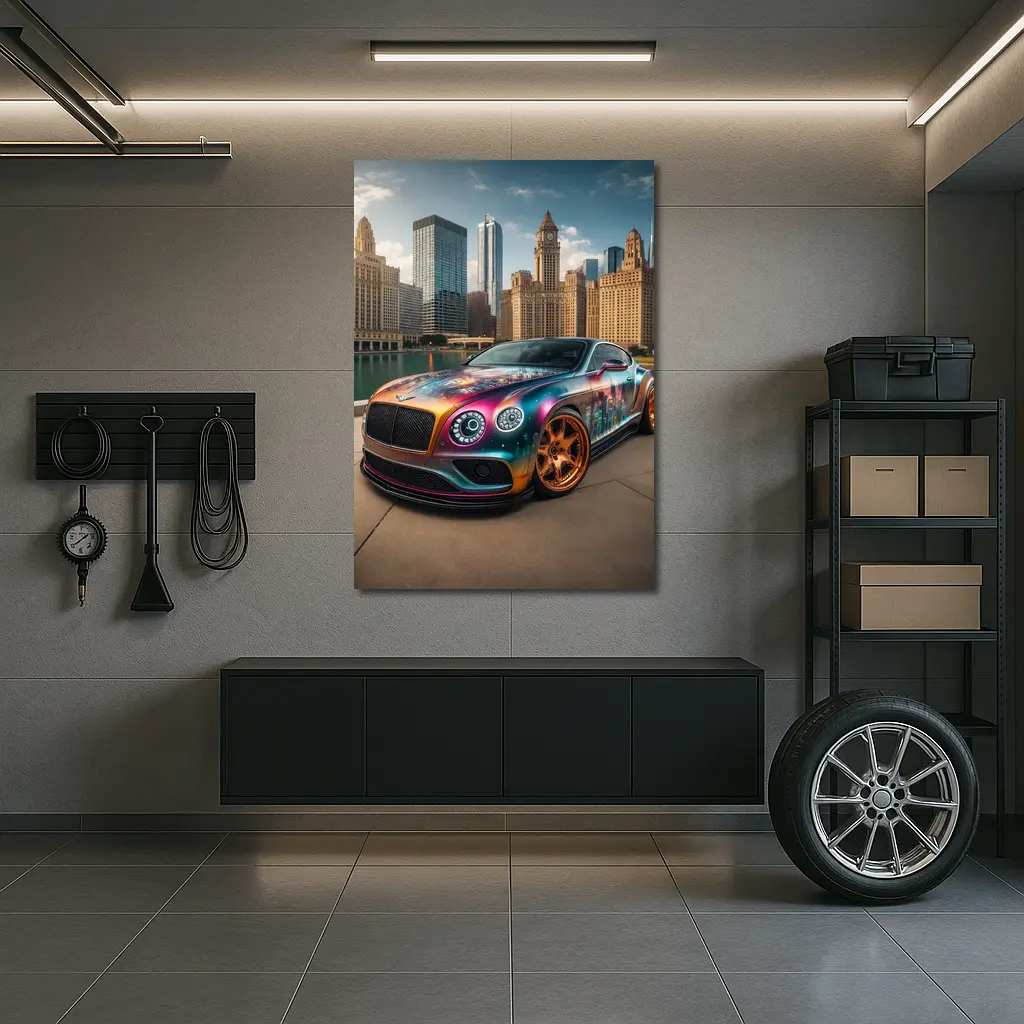 Bentley Continental GT Custom Wrap City Skyline – Wall Art