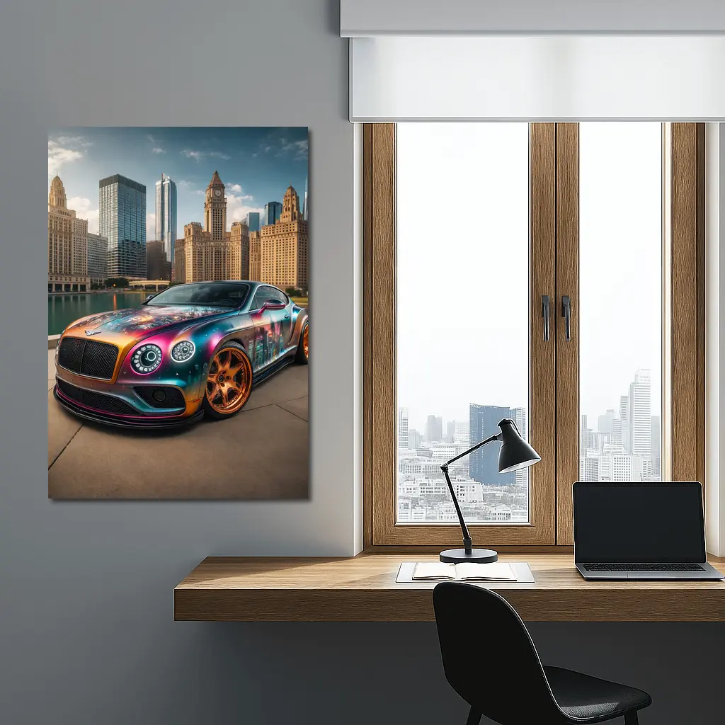 Bentley Continental GT Custom Wrap City Skyline – Wall Art