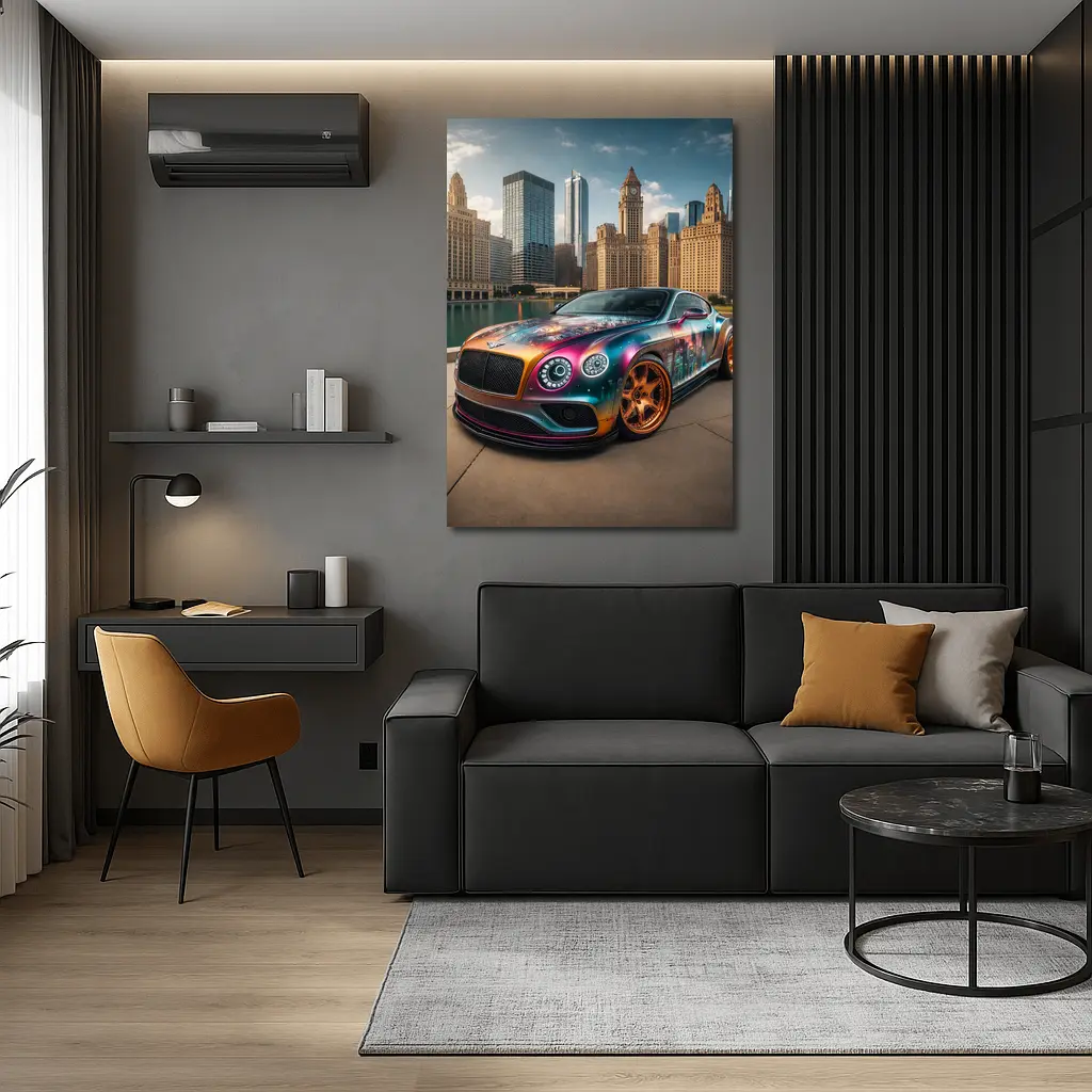 Bentley Continental GT Custom Wrap City Skyline – Wall Art