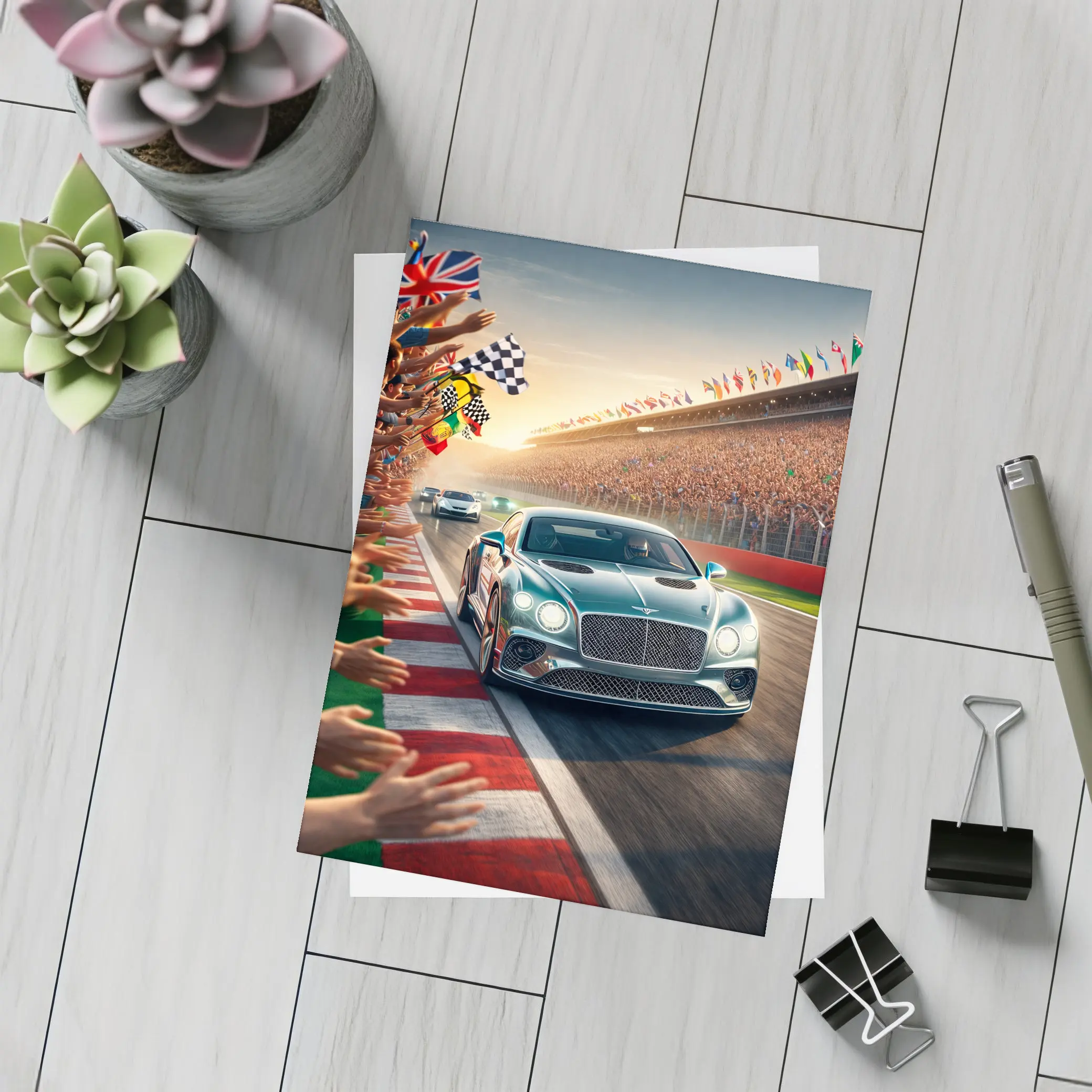 Bentley Continental GT Race Track Crowd – Postcards