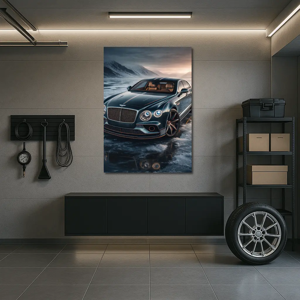 Bentley Flying Spur Dark Green Icy Landscape – Wall Art