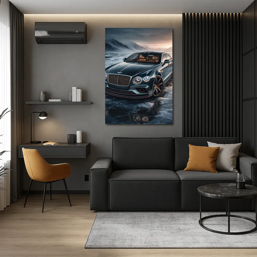 Bentley Flying Spur Dark Green Icy Landscape – Wall Art