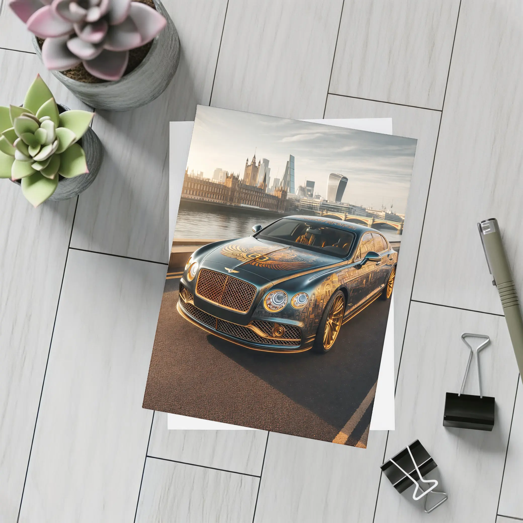 Bentley Flying Spur Gold Art London – Postcards