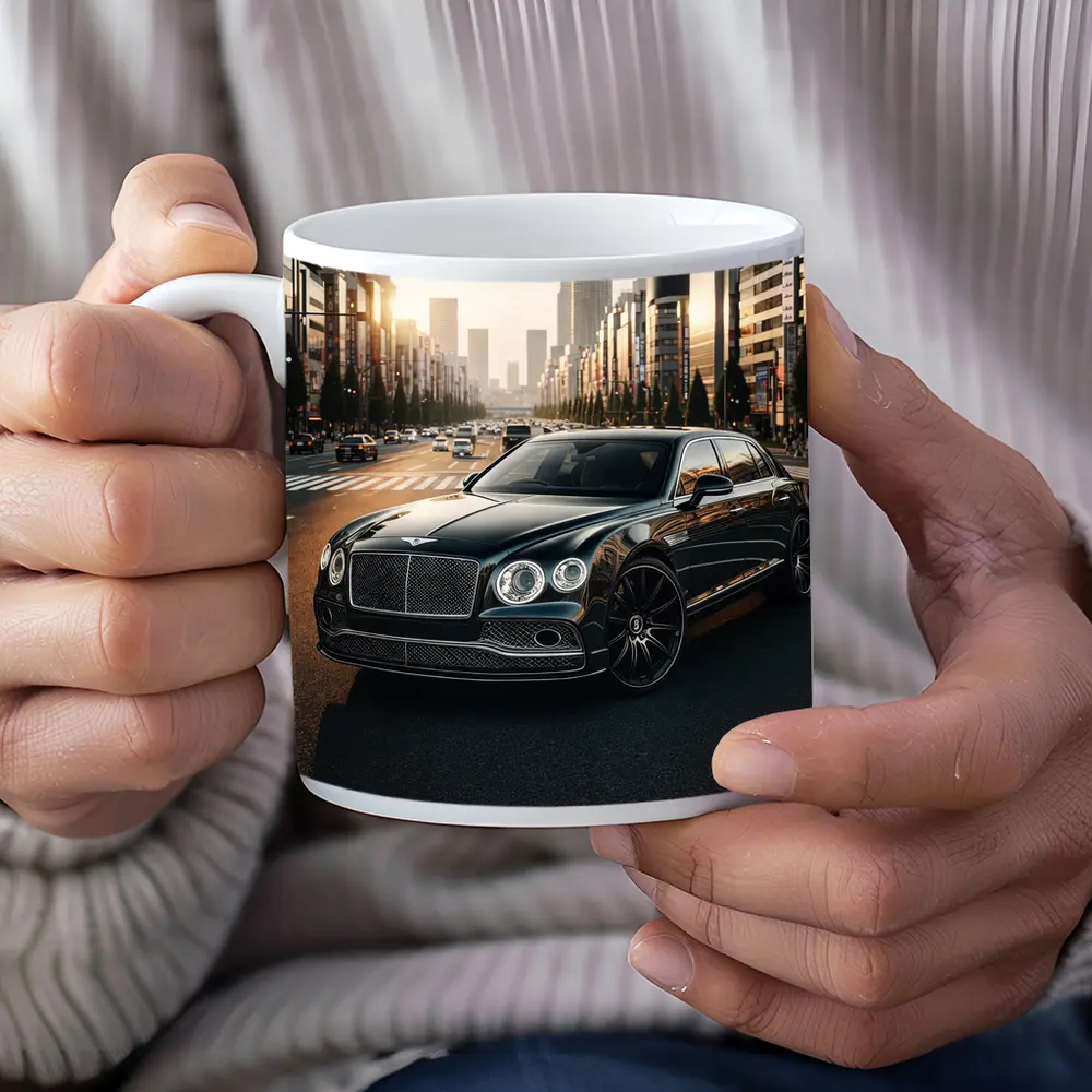 Bentley Flying Spur Black Tokyo City Street – Mugs
