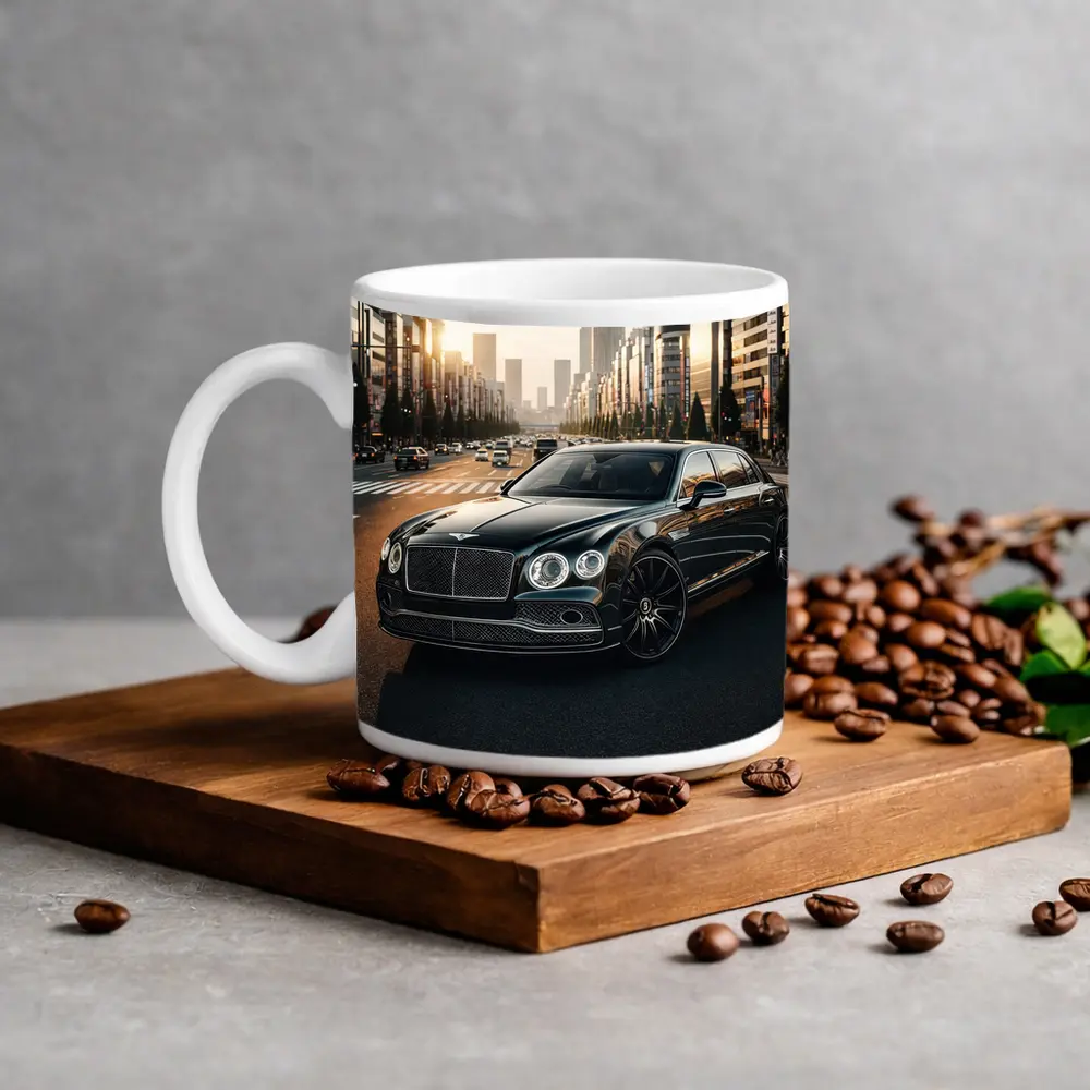 Bentley Flying Spur Black Tokyo City Street – Mugs
