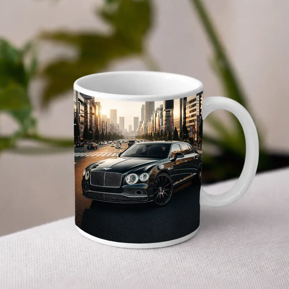 Bentley Flying Spur Black Tokyo City Street – Mugs