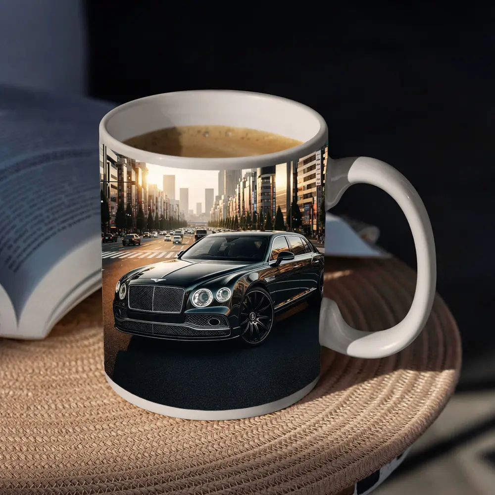 Bentley Flying Spur Black Tokyo City Street – Mugs