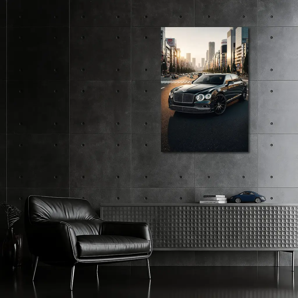 Bentley Flying Spur Black Tokyo City Street – Wall Art