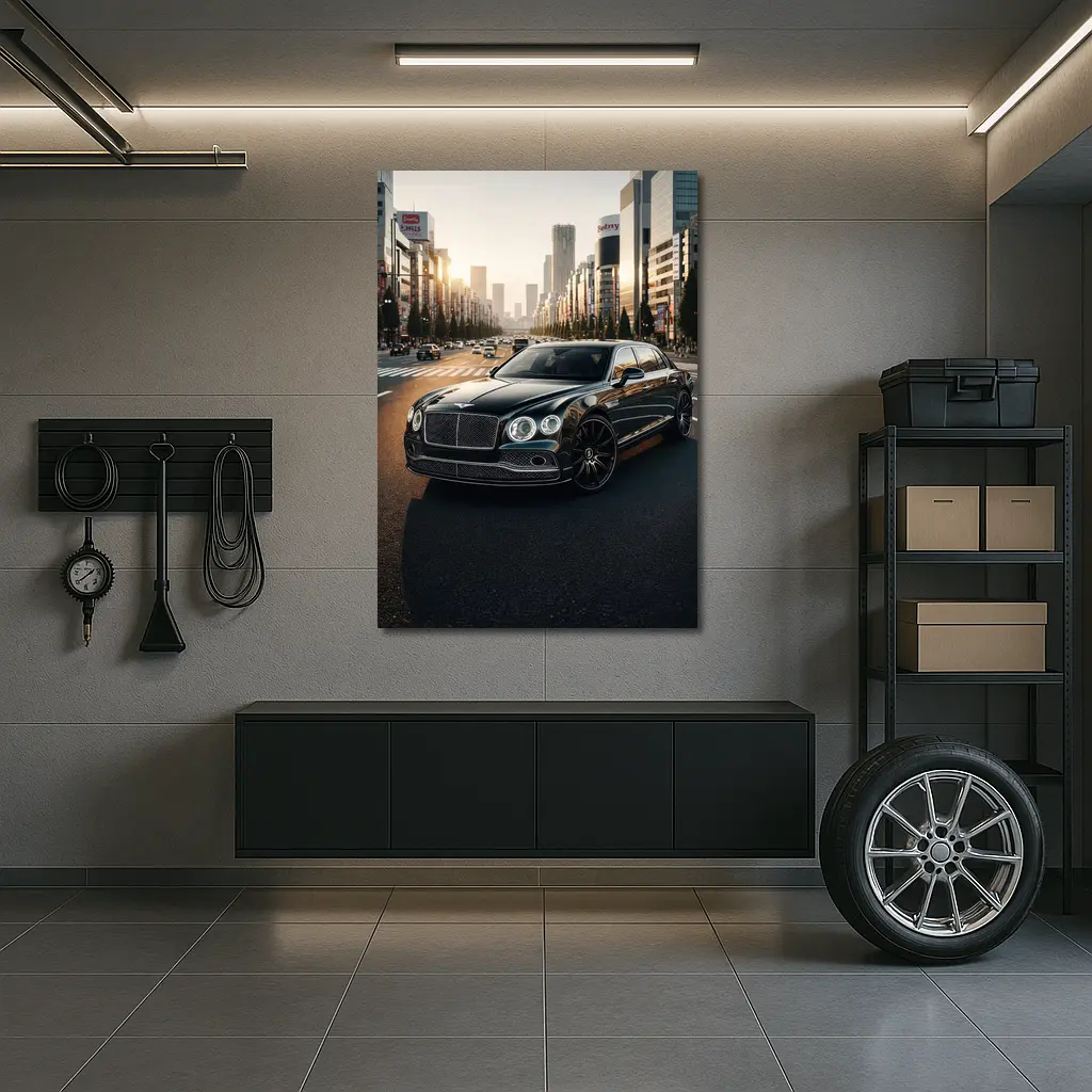 Bentley Flying Spur Black Tokyo City Street – Wall Art
