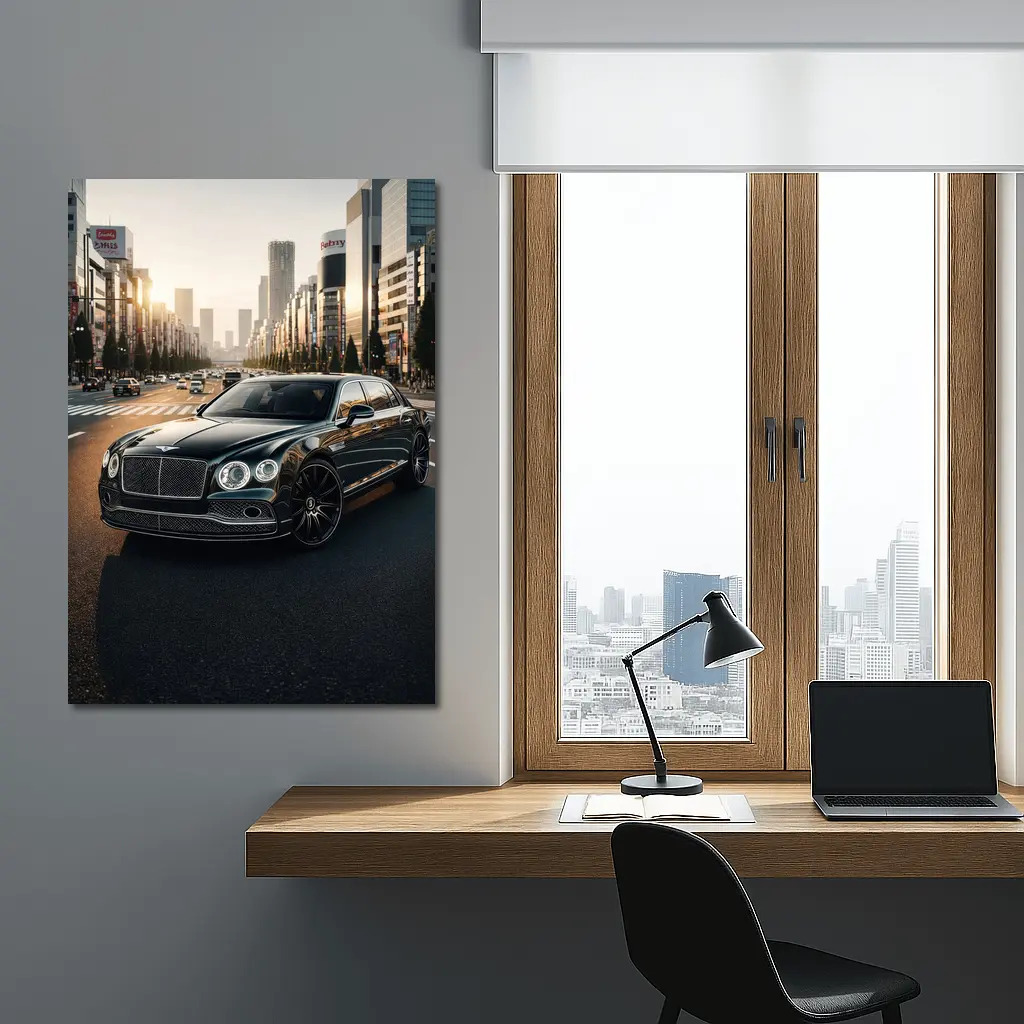 Bentley Flying Spur Black Tokyo City Street – Wall Art