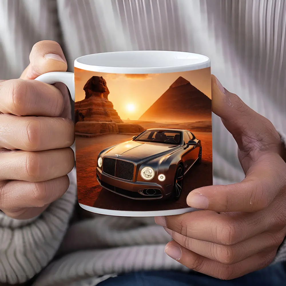 Bentley Mulsanne Egypt Pyramids Sphinx Sunset – Mugs