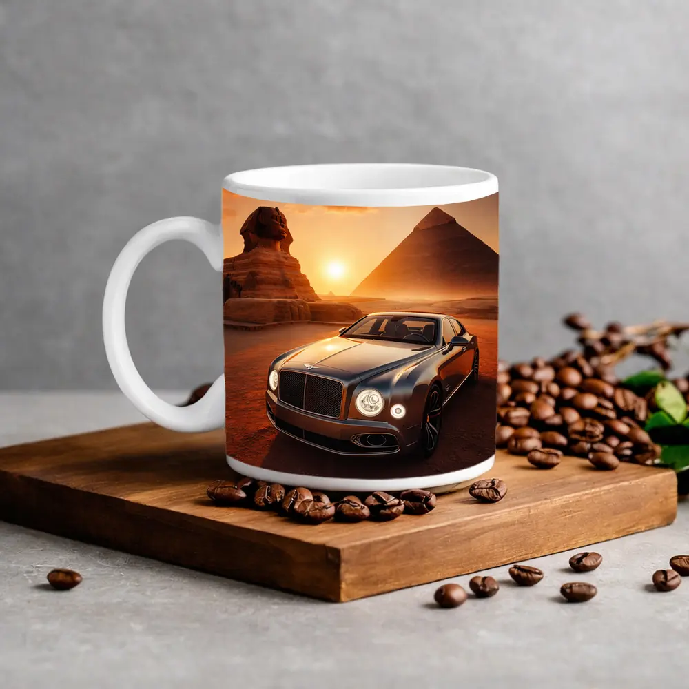 Bentley Mulsanne Egypt Pyramids Sphinx Sunset – Mugs