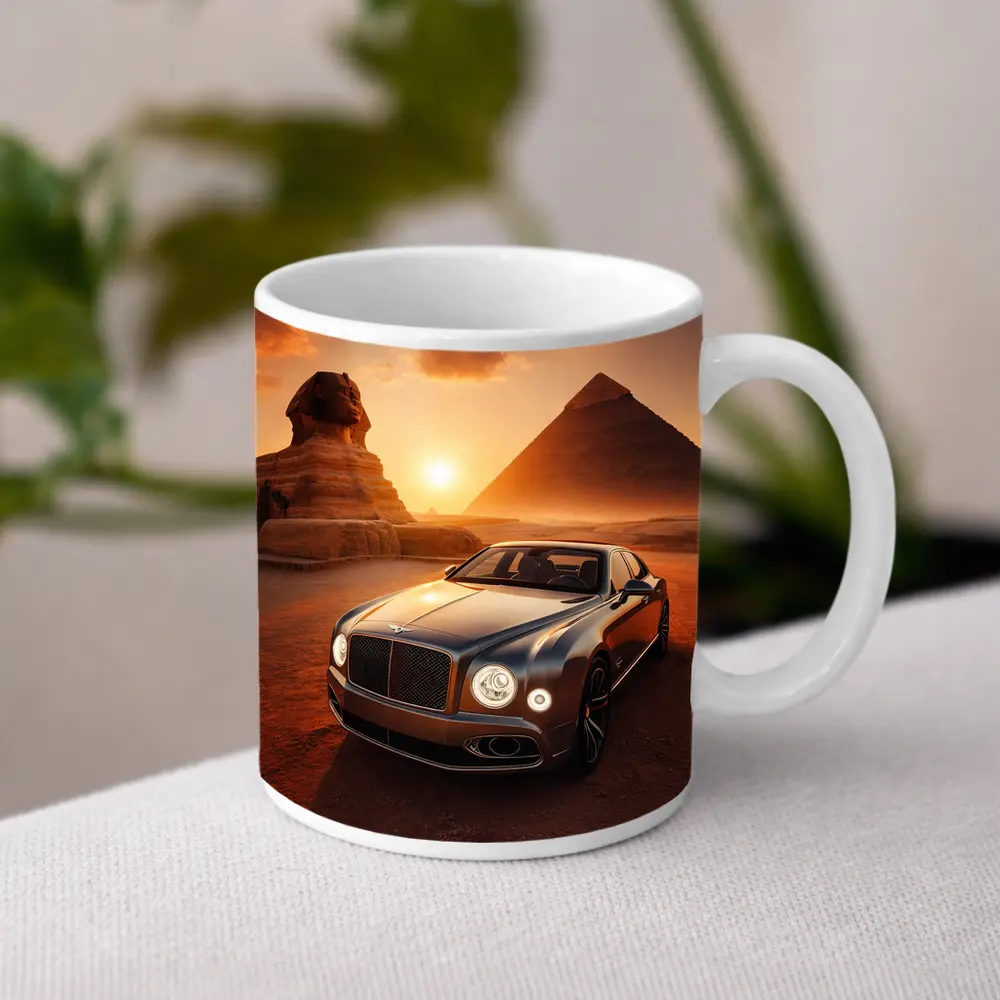 Bentley Mulsanne Egypt Pyramids Sphinx Sunset – Mugs