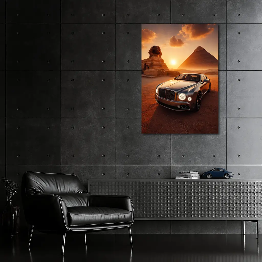 Bentley Mulsanne Egypt Pyramids Sphinx Sunset – Wall Art