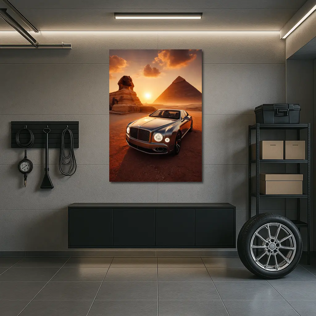 Bentley Mulsanne Egypt Pyramids Sphinx Sunset – Wall Art