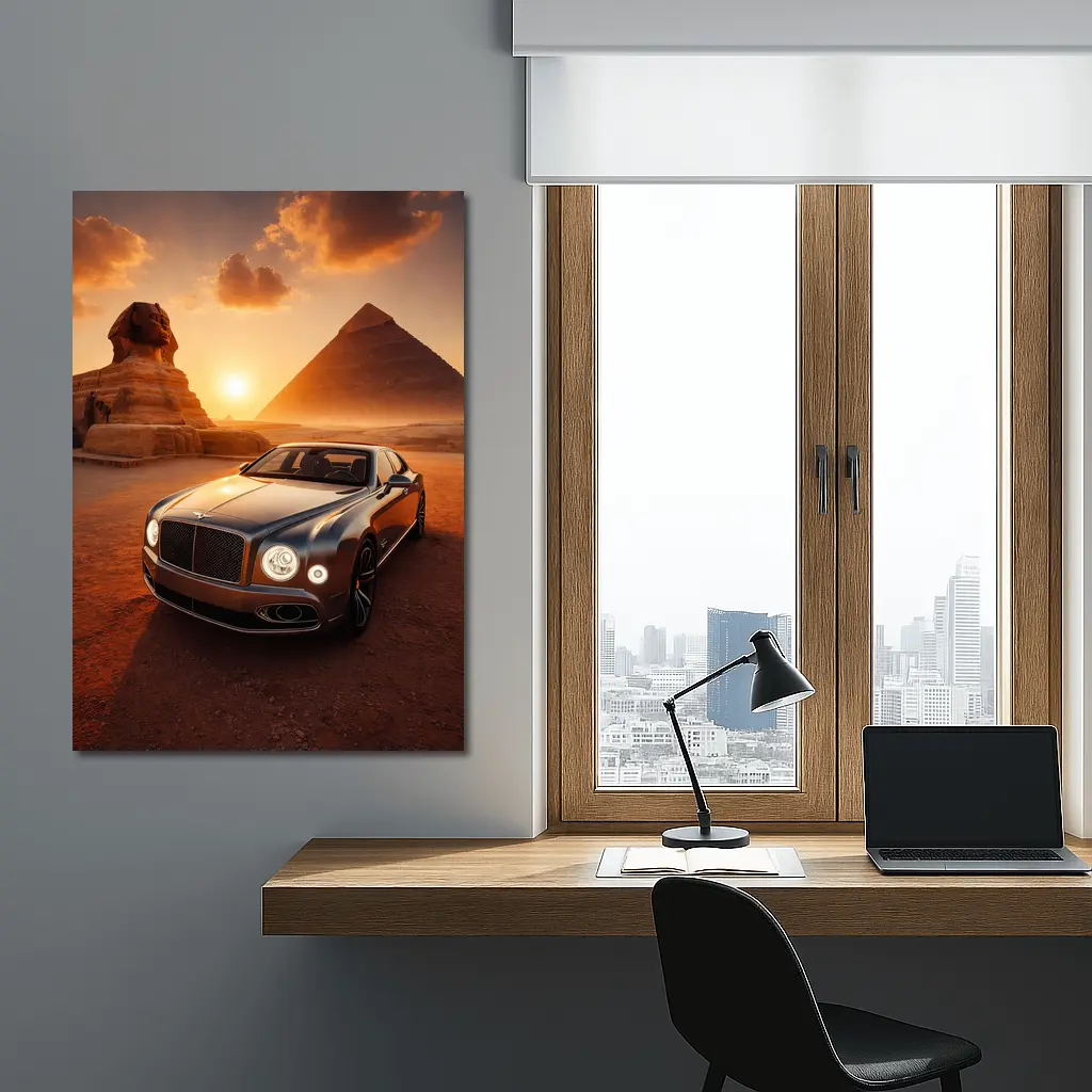 Bentley Mulsanne Egypt Pyramids Sphinx Sunset – Wall Art