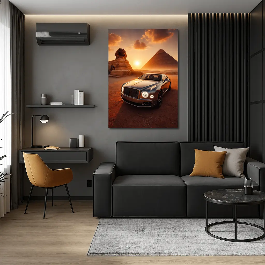 Bentley Mulsanne Egypt Pyramids Sphinx Sunset – Wall Art