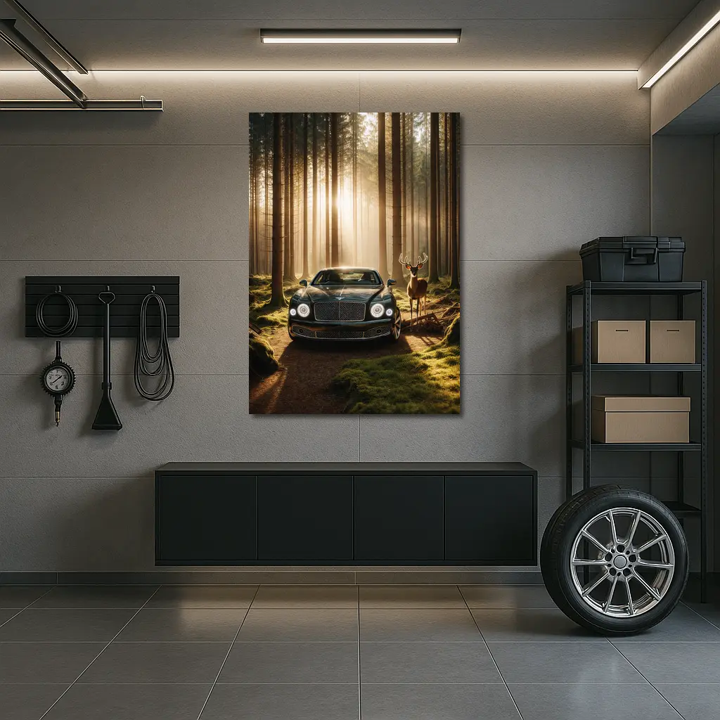 Bentley Mulsanne Dark Green Forest Sunlight – Wall Art