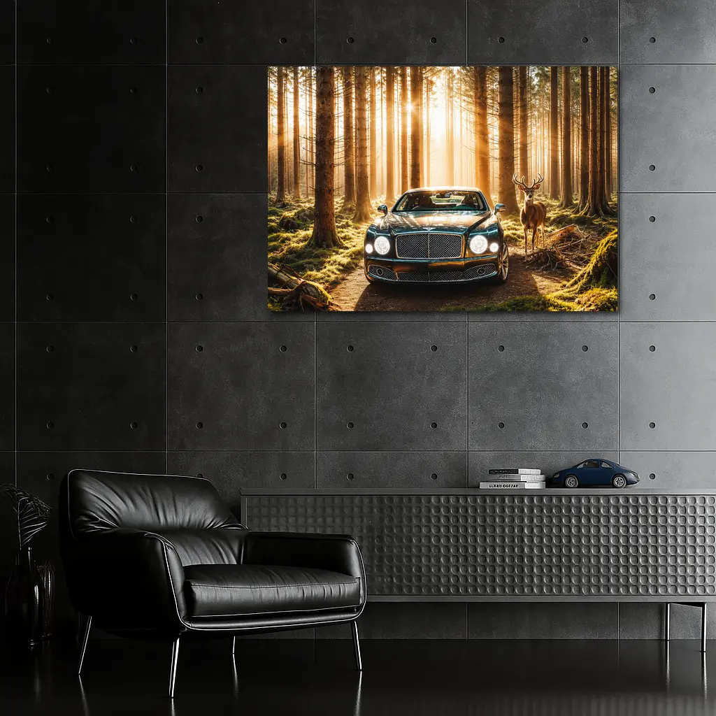 Bentley Mulsanne Parked Deep Forest Sunlight – Wall Art