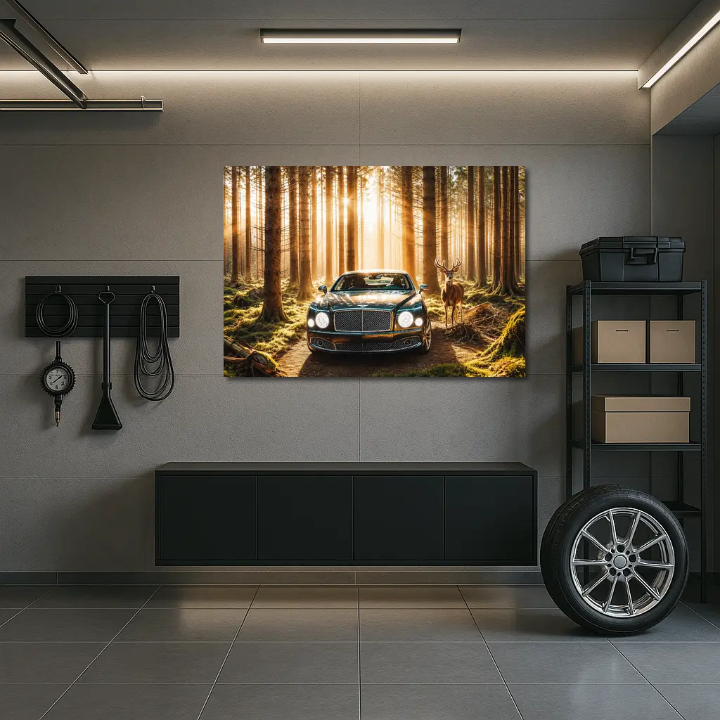 Bentley Mulsanne Parked Deep Forest Sunlight – Wall Art