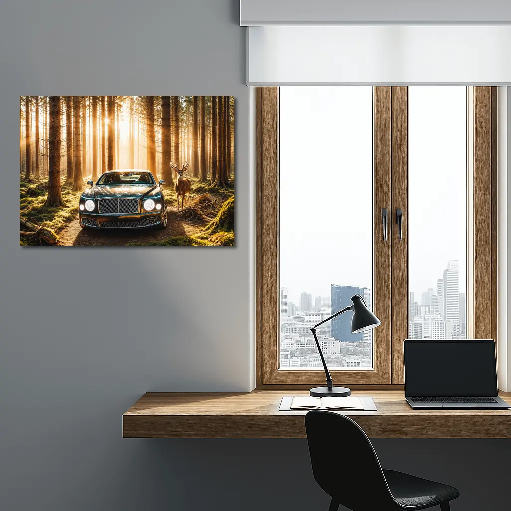 Bentley Mulsanne Parked Deep Forest Sunlight – Wall Art