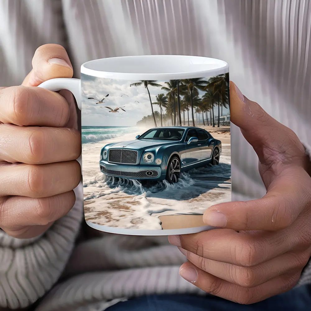 Bentley Mulsanne Blue Luxury Car Beach – Mugs