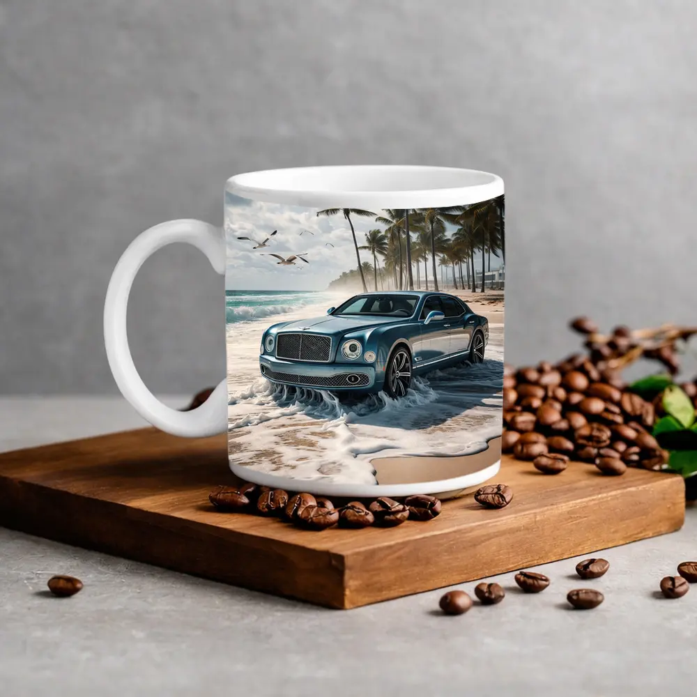 Bentley Mulsanne Blue Luxury Car Beach – Mugs
