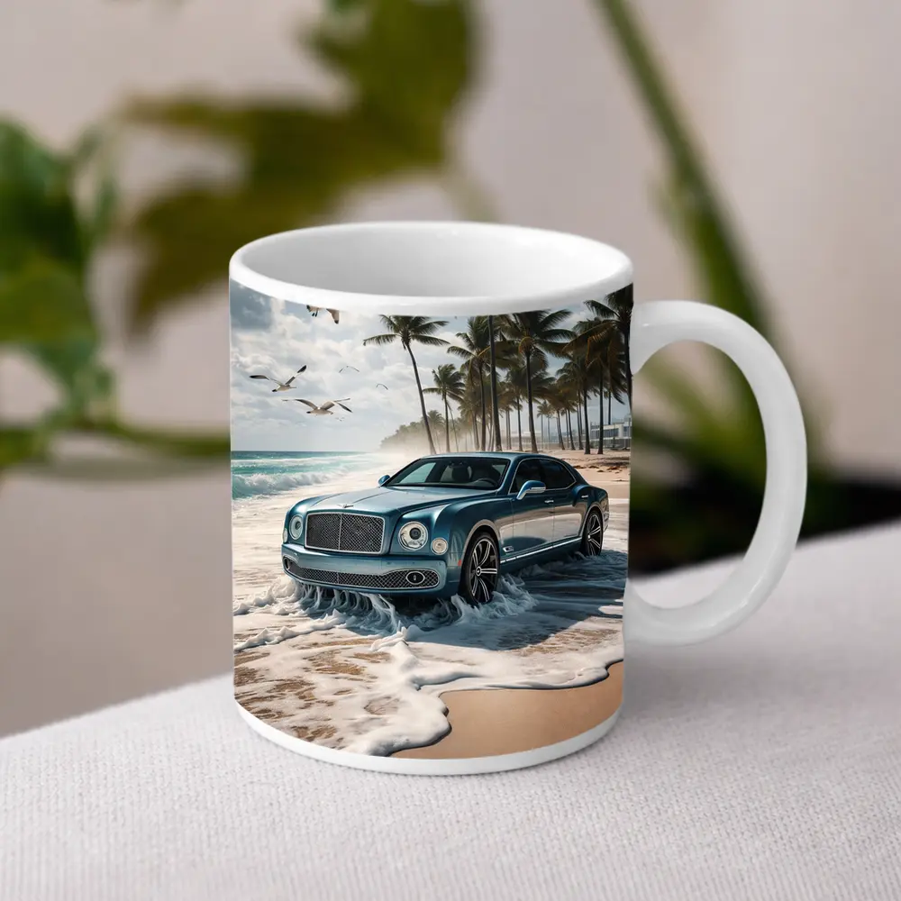 Bentley Mulsanne Blue Luxury Car Beach – Mugs