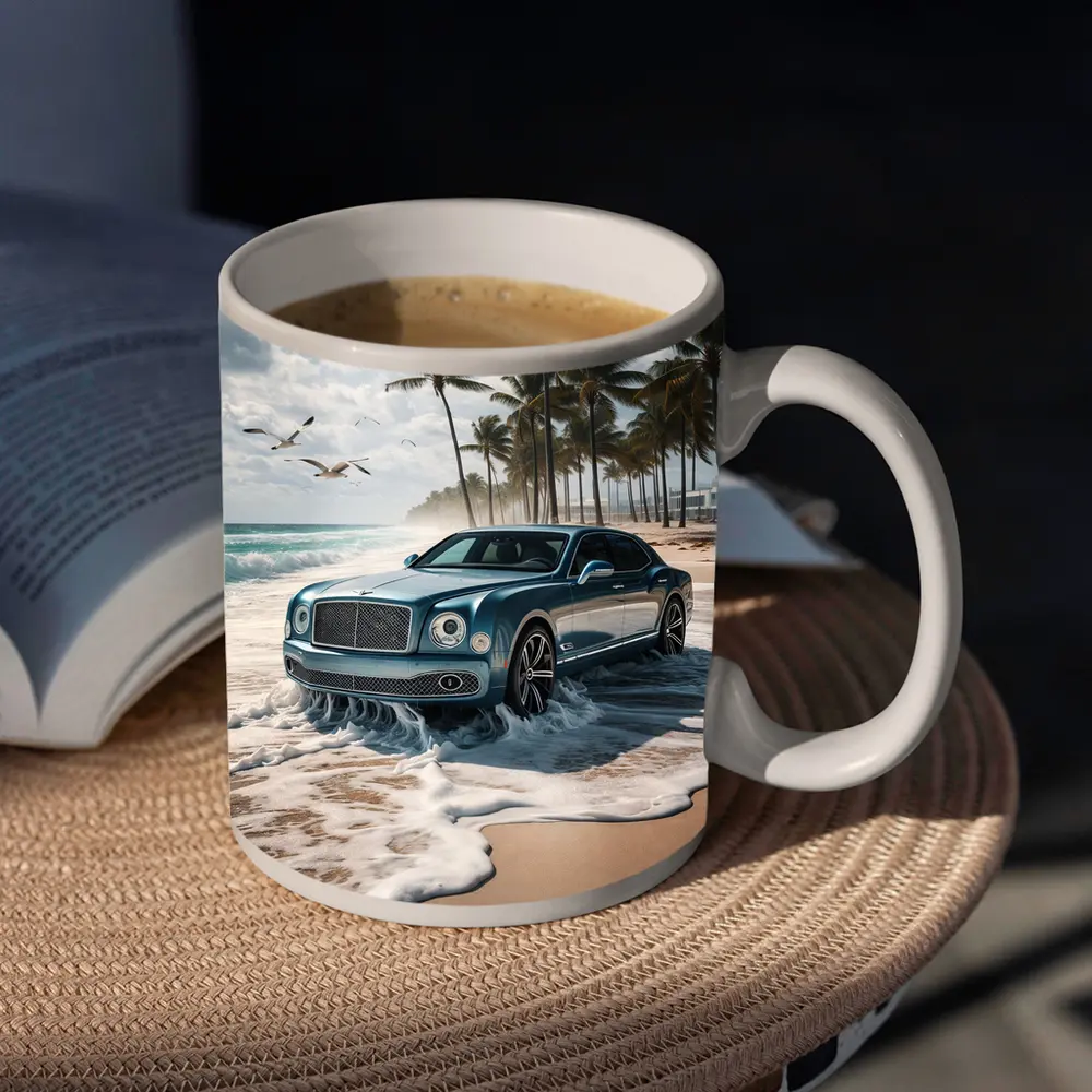 Bentley Mulsanne Blue Luxury Car Beach – Mugs
