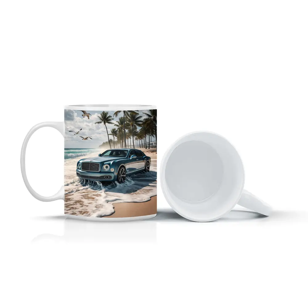 Bentley Mulsanne Blue Luxury Car Beach – Mugs